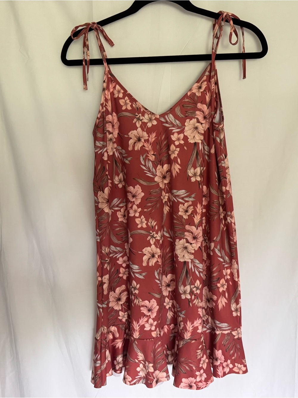 Floral Tie-Shoulder Ruffle Dress - Size M